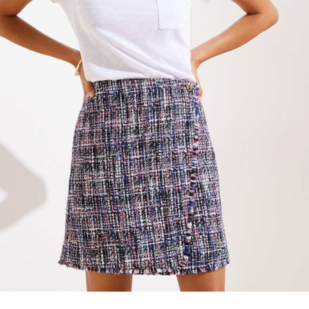 LOFT Frayed Wrap Skirt sz M (sz 8 & 10 available)